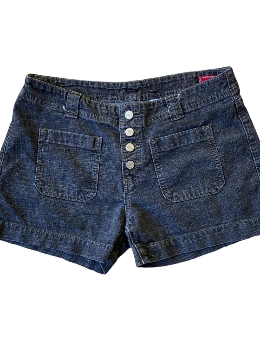 Levi's Womens VTG Black Stonewash Shorts 14P Button Fly Patch Pockets 90s Grunge